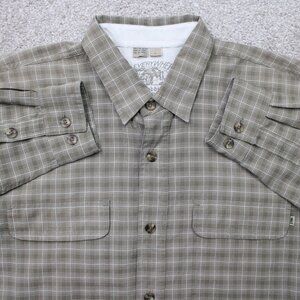 Royal Robbins Shirt Men Large Gray Roll Sleeve Pocket Polyester Long Sleeve